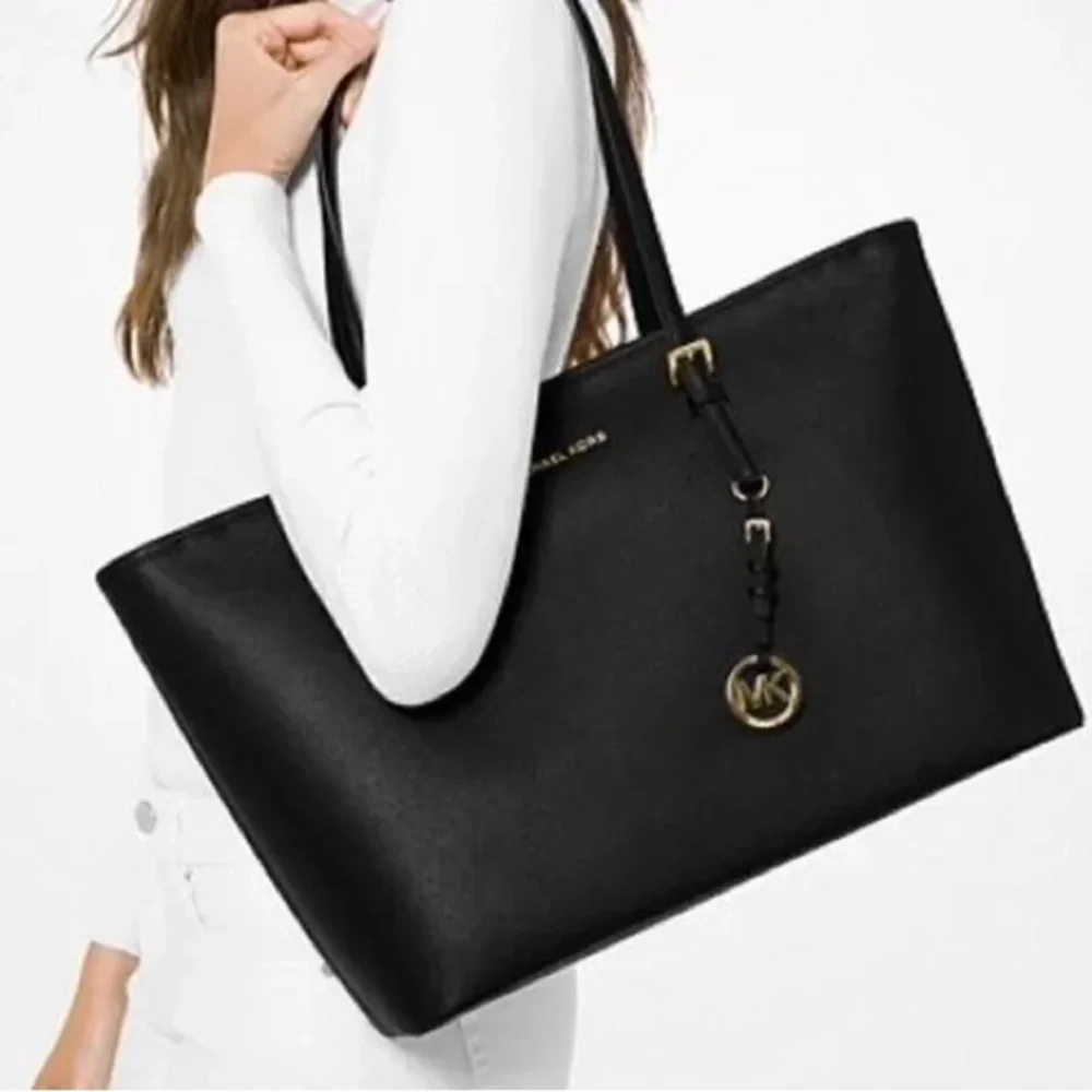Michael Kors Jet Set Black‎ Saffiano Travel Tote Leather Bag